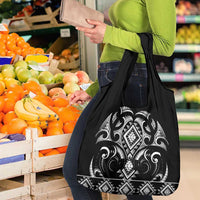Black Ngaru Taniko With Aotearoa Maori Tattoo Grocery Bag LT14 - Polynesian Pride