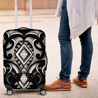 Black Ngaru Taniko With Aotearoa Maori Tattoo Luggage Cover LT14 Black - Polynesian Pride