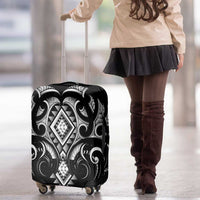 Black Ngaru Taniko With Aotearoa Maori Tattoo Luggage Cover LT14 - Polynesian Pride