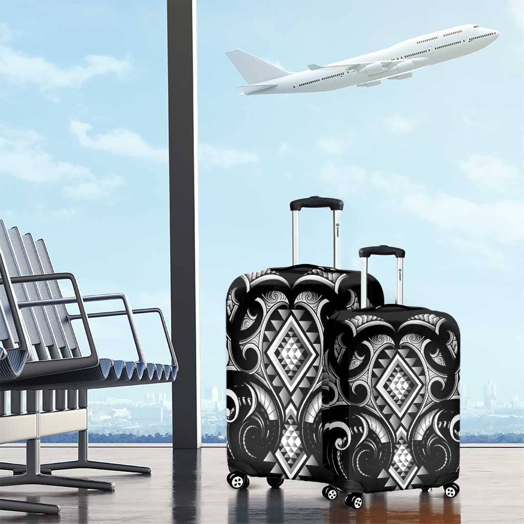 Black Ngaru Taniko With Aotearoa Maori Tattoo Luggage Cover LT14 - Polynesian Pride