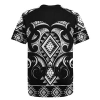 Black Ngaru Taniko With Aotearoa Maori Tattoo Rugby Jersey LT14 - Polynesian Pride
