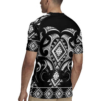 Black Ngaru Taniko With Aotearoa Maori Tattoo Rugby Jersey LT14 - Polynesian Pride