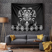 Black Ngaru Taniko With Aotearoa Maori Tattoo Tapestry LT14 Black - Polynesian Pride