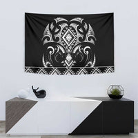 Black Ngaru Taniko With Aotearoa Maori Tattoo Tapestry LT14 - Polynesian Pride