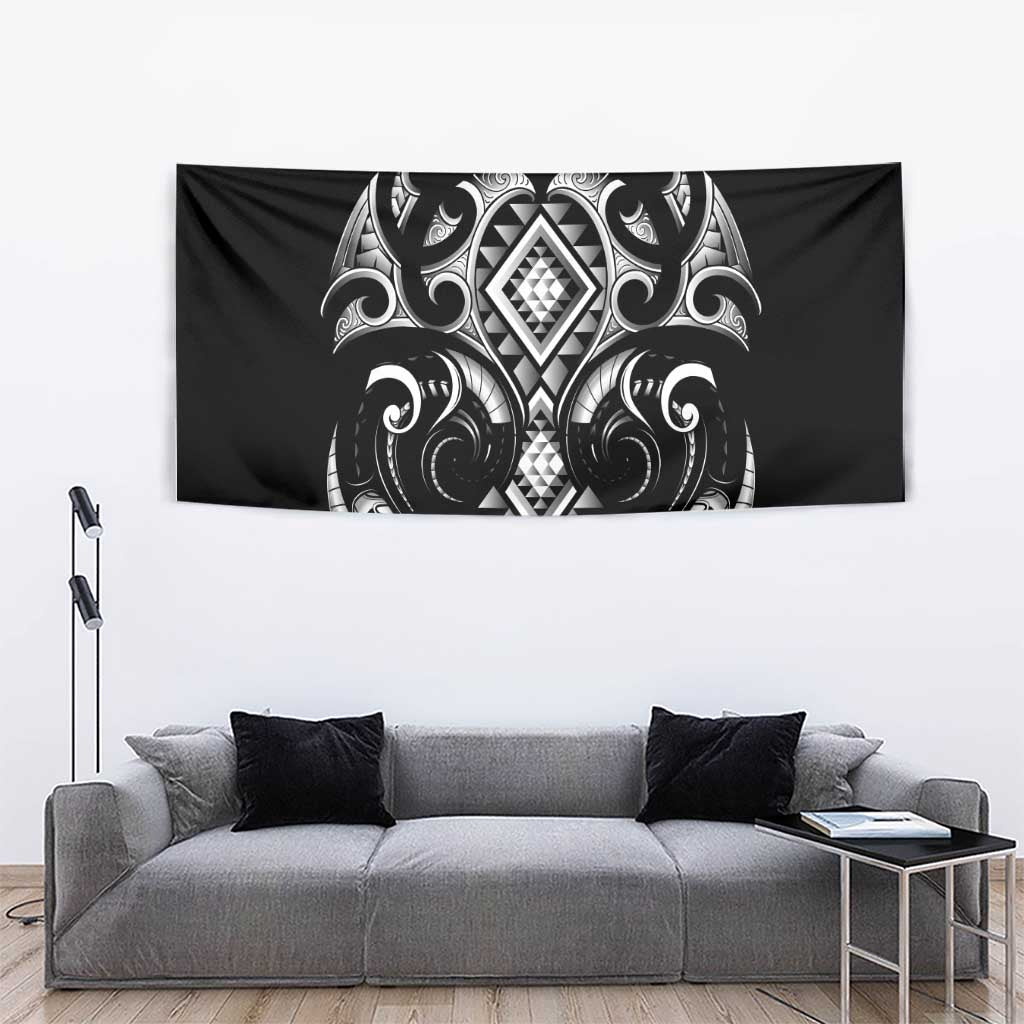 Black Ngaru Taniko With Aotearoa Maori Tattoo Tapestry LT14 - Polynesian Pride
