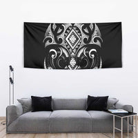 Black Ngaru Taniko With Aotearoa Maori Tattoo Tapestry LT14 - Polynesian Pride