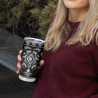 Black Ngaru Taniko With Aotearoa Maori Tattoo Tumbler Cup