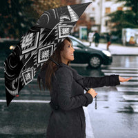 Black Ngaru Taniko With Aotearoa Maori Tattoo Umbrella - Polynesian Pride