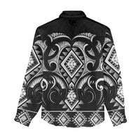 Black Ngaru Taniko With Aotearoa Maori Tattoo Women Casual Shirt LT14 - Polynesian Pride