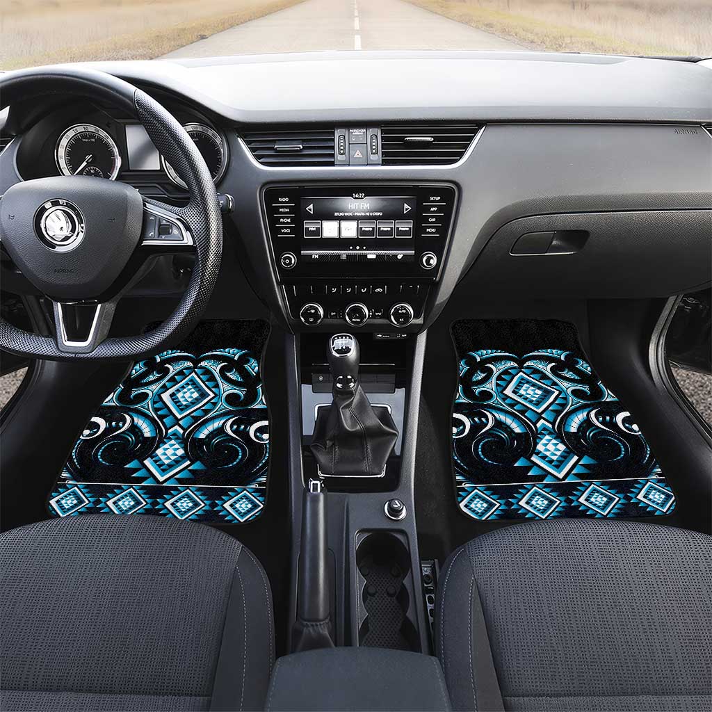 Blue Ngaru Taniko With Aotearoa Maori Tattoo Car Mats