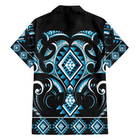 Blue Ngaru Taniko With Aotearoa Maori Tattoo Family Matching Long Sleeve Bodycon Dress and Hawaiian Shirt LT14 - Polynesian Pride