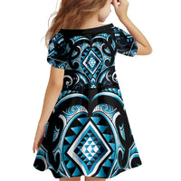 Blue Ngaru Taniko With Aotearoa Maori Tattoo Family Matching Tank Maxi Dress and Hawaiian Shirt LT14 - Polynesian Pride