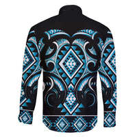 Blue Ngaru Taniko With Aotearoa Maori Tattoo Family Matching Tank Maxi Dress and Hawaiian Shirt LT14 - Polynesian Pride