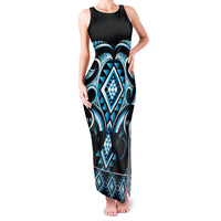 Blue Ngaru Taniko With Aotearoa Maori Tattoo Family Matching Tank Maxi Dress and Hawaiian Shirt LT14 Mom's Dress Blue - Polynesian Pride