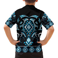 Blue Ngaru Taniko With Aotearoa Maori Tattoo Kid Hawaiian Shirt LT14 - Polynesian Pride