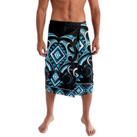 Blue Ngaru Taniko With Aotearoa Maori Tattoo Lavalava