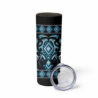 Blue Ngaru Taniko With Aotearoa Maori Tattoo Skinny Tumbler LT14 - Polynesian Pride