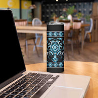 Blue Ngaru Taniko With Aotearoa Maori Tattoo Skinny Tumbler LT14 - Polynesian Pride