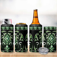 Green Ngaru Taniko With Aotearoa Maori Tattoo 4 in 1 Can Cooler Tumbler LT14 - Polynesian Pride