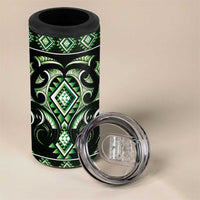 Green Ngaru Taniko With Aotearoa Maori Tattoo 4 in 1 Can Cooler Tumbler LT14 - Polynesian Pride