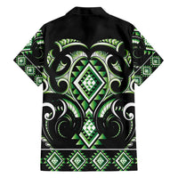 Green Ngaru Taniko With Aotearoa Maori Tattoo Family Matching Short Sleeve Bodycon Dress and Hawaiian Shirt LT14 - Polynesian Pride