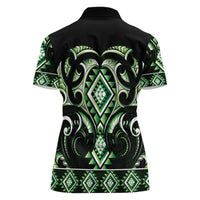 Green Ngaru Taniko With Aotearoa Maori Tattoo Women Polo Shirt LT14 - Polynesian Pride