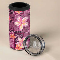 Pink Hawaii Plumeria With Tropical Flowers Motifs 4 in 1 Can Cooler Tumbler LT14 - Polynesian Pride