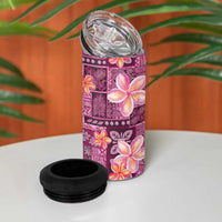 Pink Hawaii Plumeria With Tropical Flowers Motifs 4 in 1 Can Cooler Tumbler LT14 - Polynesian Pride