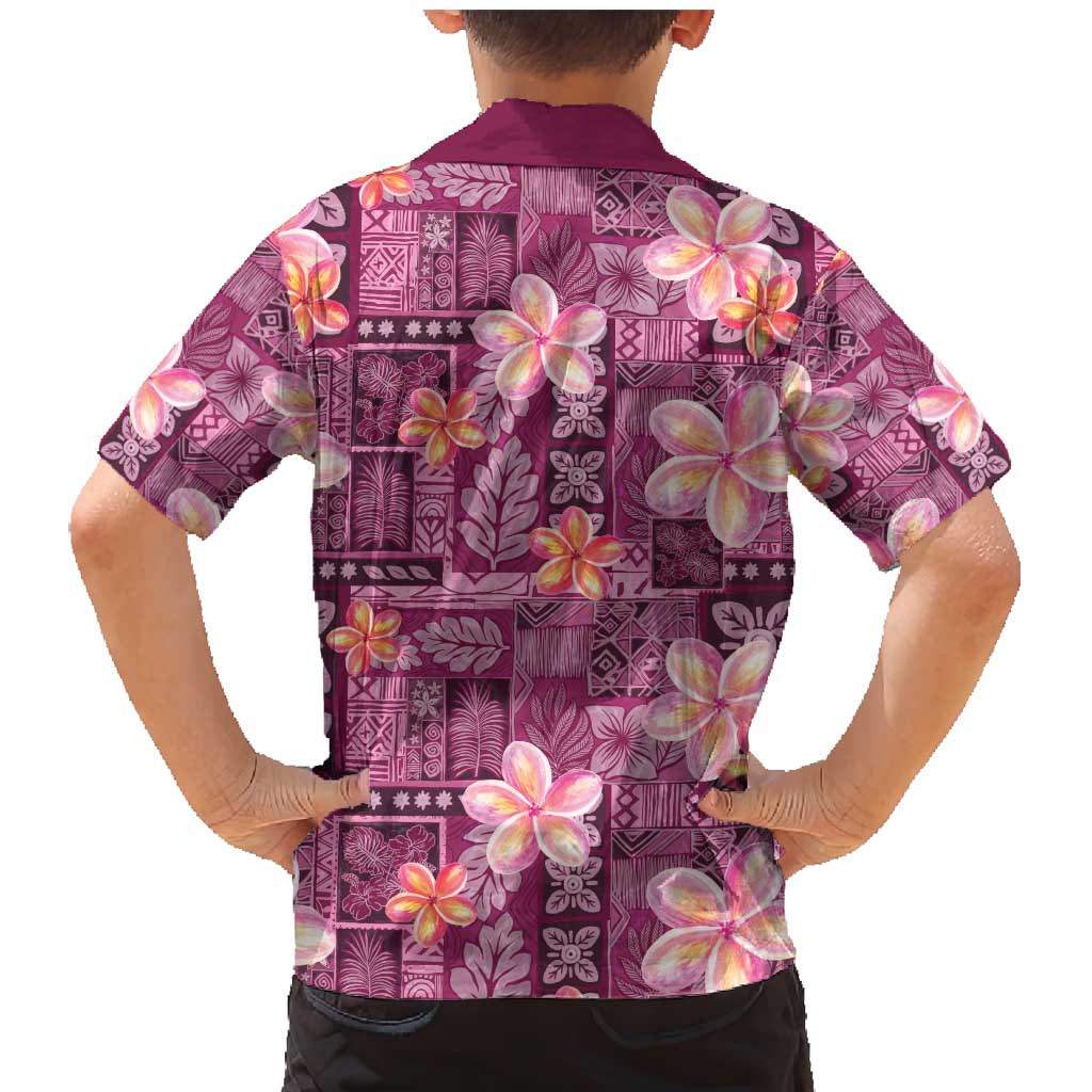 Pink Hawaii Plumeria With Tropical Flowers Motifs Family Matching Mermaid Dress and Hawaiian Shirt LT14 - Polynesian Pride