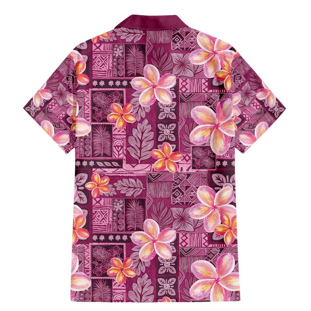 Pink Hawaii Plumeria With Tropical Flowers Motifs Family Matching Mermaid Dress and Hawaiian Shirt LT14 - Polynesian Pride