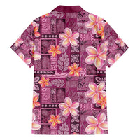 Pink Hawaii Plumeria With Tropical Flowers Motifs Family Matching Off Shoulder Maxi Dress and Hawaiian Shirt LT14 - Polynesian Pride