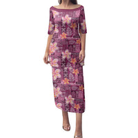 Pink Hawaii Plumeria With Tropical Flowers Motifs Family Matching Puletasi and Hawaiian Shirt LT14 Mom's Dress Pink - Polynesian Pride