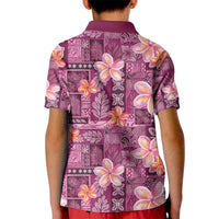 Pink Hawaii Plumeria With Tropical Flowers Motifs Kid Polo Shirt LT14 - Polynesian Pride