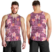 Pink Hawaii Plumeria With Tropical Flowers Motifs Men Tank Top LT14 - Polynesian Pride