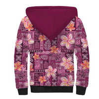 Pink Hawaii Plumeria With Tropical Flowers Motifs Sherpa Hoodie LT14 - Polynesian Pride