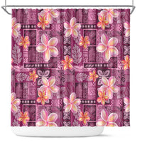 Pink Hawaii Plumeria With Tropical Flowers Motifs Shower Curtain LT14 Pink - Polynesian Pride
