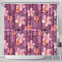 Pink Hawaii Plumeria With Tropical Flowers Motifs Shower Curtain LT14 - Polynesian Pride