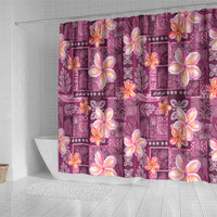 Pink Hawaii Plumeria With Tropical Flowers Motifs Shower Curtain LT14 - Polynesian Pride