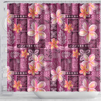 Pink Hawaii Plumeria With Tropical Flowers Motifs Shower Curtain LT14 - Polynesian Pride