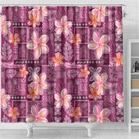 Pink Hawaii Plumeria With Tropical Flowers Motifs Shower Curtain LT14 - Polynesian Pride