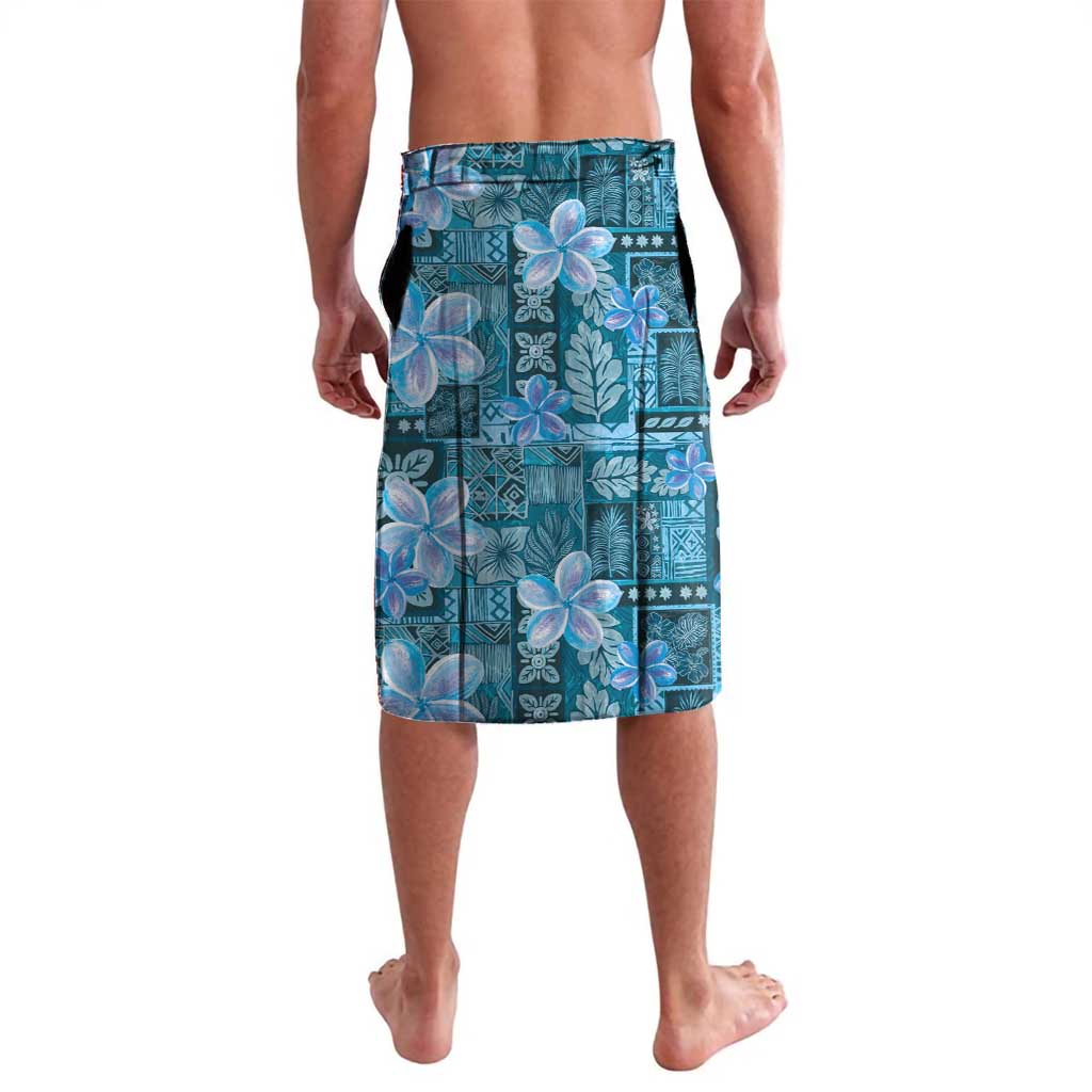 Cyan Hawaii Plumeria With Tropical Flowers Motifs Lavalava