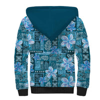 Cyan Hawaii Plumeria With Tropical Flowers Motifs Sherpa Hoodie LT14 - Polynesian Pride