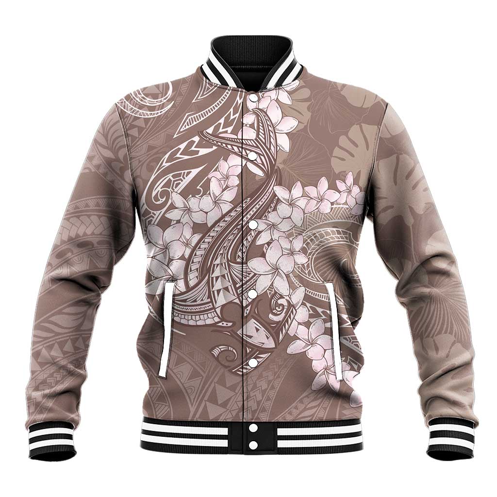Polynesia Hammerhead Shark Tattoo With Plumeria Lei Baseball Jacket