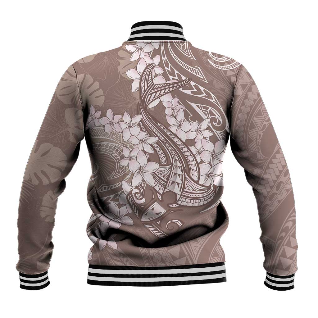 Polynesia Hammerhead Shark Tattoo With Plumeria Lei Baseball Jacket