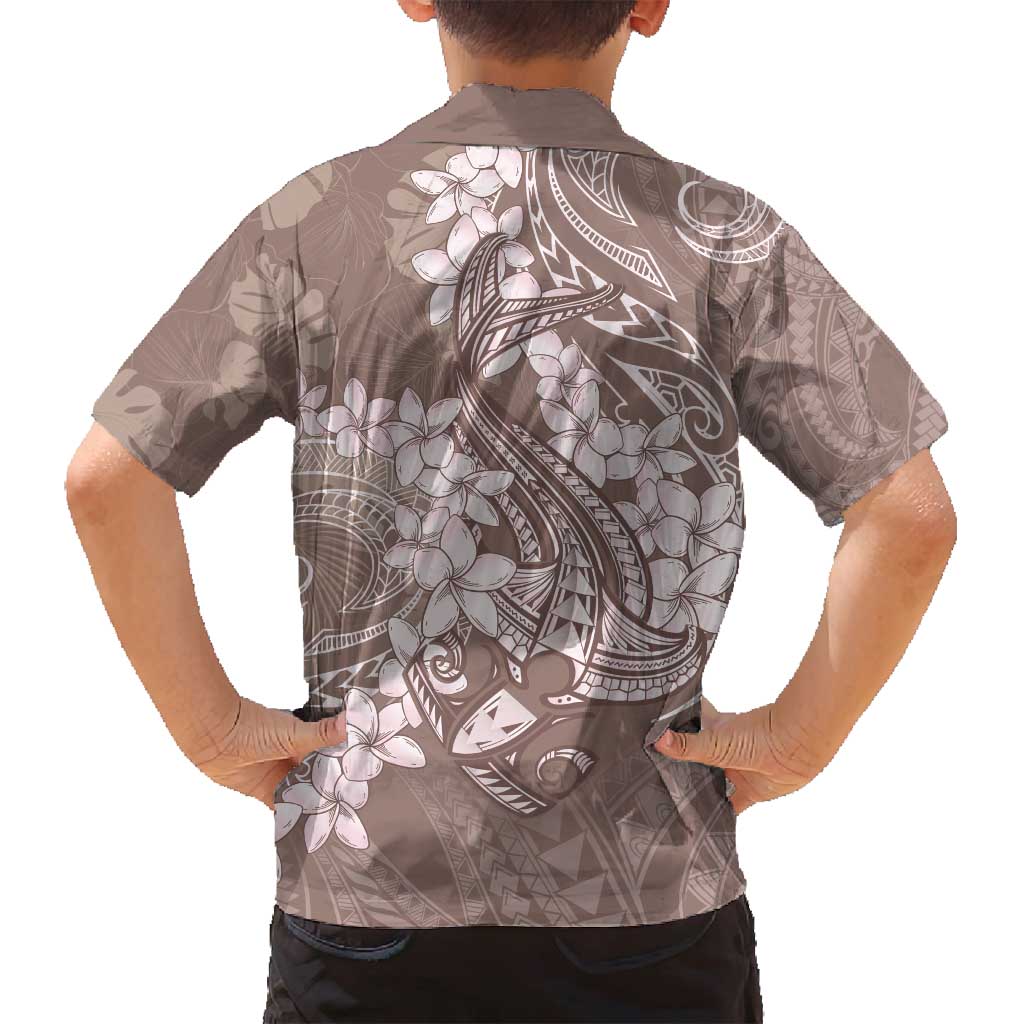 Polynesia Hammerhead Shark Tattoo With Plumeria Lei Family Matching Long Sleeve Bodycon Dress and Hawaiian Shirt LT14 - Polynesian Pride