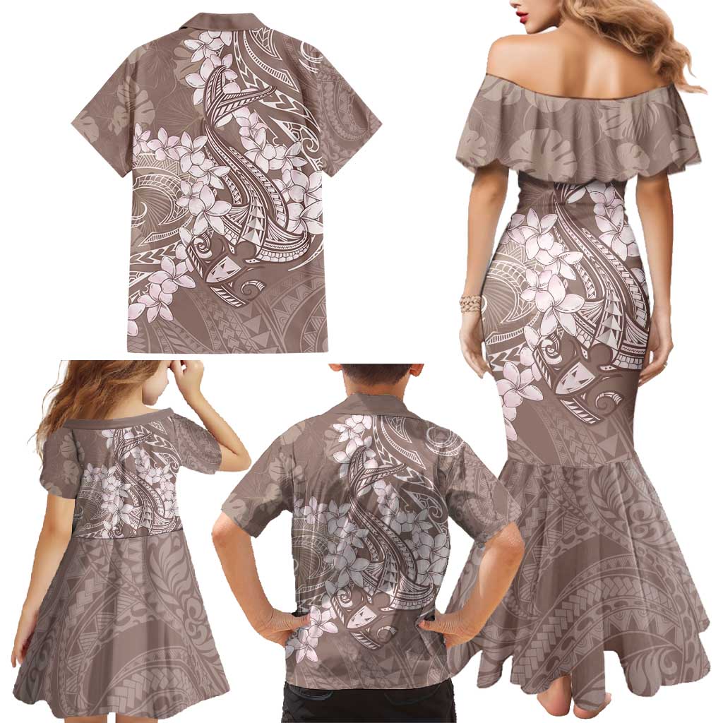 Polynesia Hammerhead Shark Tattoo With Plumeria Lei Family Matching Mermaid Dress and Hawaiian Shirt LT14 - Polynesian Pride