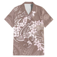 Polynesia Hammerhead Shark Tattoo With Plumeria Lei Family Matching Mermaid Dress and Hawaiian Shirt LT14 Dad's Shirt - Short Sleeve Mocha - Polynesian Pride