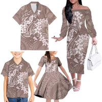 Polynesia Hammerhead Shark Tattoo With Plumeria Lei Family Matching Off The Shoulder Long Sleeve Dress and Hawaiian Shirt LT14 - Polynesian Pride