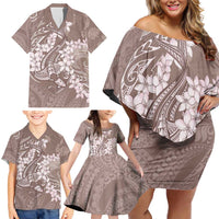 Polynesia Hammerhead Shark Tattoo With Plumeria Lei Family Matching Off Shoulder Short Dress and Hawaiian Shirt LT14 - Polynesian Pride