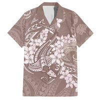 Polynesia Hammerhead Shark Tattoo With Plumeria Lei Family Matching Short Sleeve Bodycon Dress and Hawaiian Shirt LT14 Dad's Shirt - Short Sleeve Mocha - Polynesian Pride